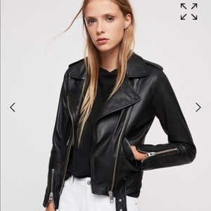 All saints black leather jacket